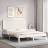 Bed Frame with Headboard White 160x200 cm Solid Wood Colour white Size 160 x 200 cm 