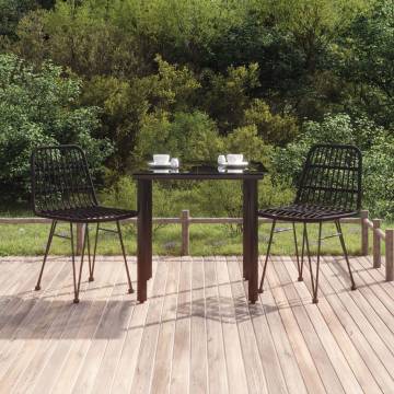 3 Piece Garden Dining Set - Black Poly Rattan - Hipomarket