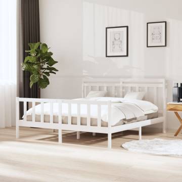 Elegant White Solid Wood Bed Frame 160x200 cm | Hipo Market