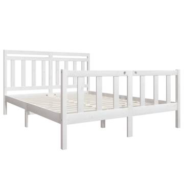 Elegant White Solid Wood Bed Frame 160x200 cm | Hipo Market