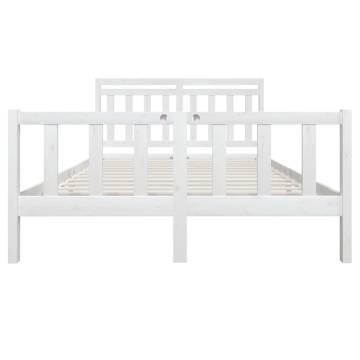 Elegant White Solid Wood Bed Frame 160x200 cm | Hipo Market