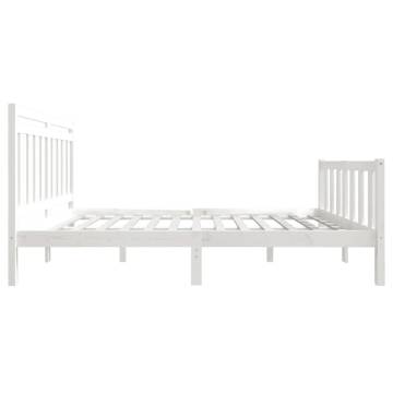 Elegant White Solid Wood Bed Frame 160x200 cm | Hipo Market