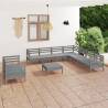 10 Piece Garden Lounge Set Solid Wood Pine Grey Colour grey Number of 1 