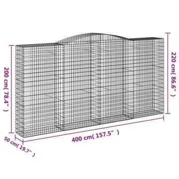 Arched Gabion Baskets - 4 pcs Galvanised Iron Garden Barriers