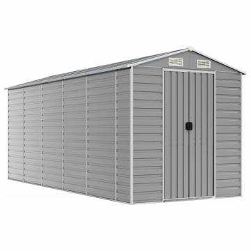 Light Grey Garden Shed 191x470x198 cm Galvanised Steel | Hipomarket