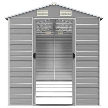 Light Grey Garden Shed 191x470x198 cm Galvanised Steel | Hipomarket