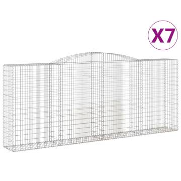 Arched Gabion Baskets - 7 pcs Galvanised Iron | Hipomarket