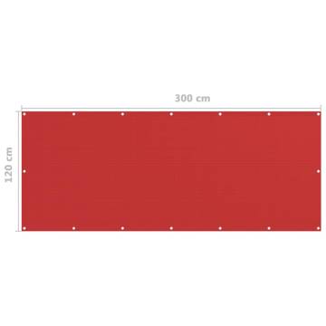 Red Balcony Screen 120x300 cm - HDPE Privacy Shade