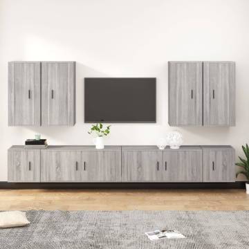 8 Piece TV Cabinet Set - Grey Sonoma Engineered Wood