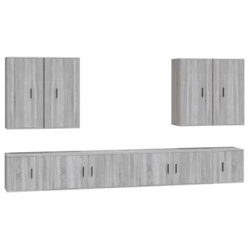 8 Piece TV Cabinet Set - Grey Sonoma Engineered Wood