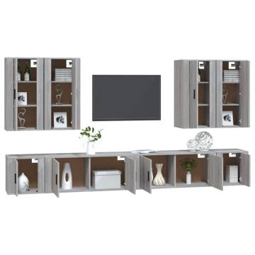 8 Piece TV Cabinet Set - Grey Sonoma Engineered Wood