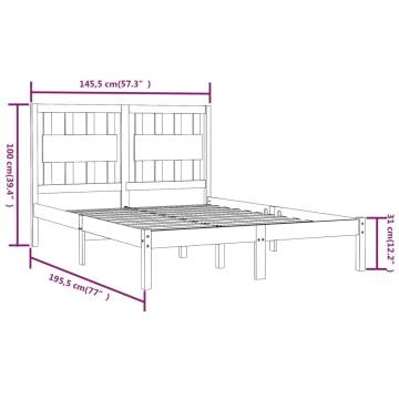 White Solid Wood Pine Bed Frame 140x190 cm - Hipo Market