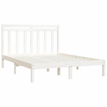 White Solid Wood Bed Frame 120x200 cm - Classic Design