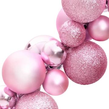 Pink Christmas Balls Garland - 175 cm Shatterproof Decor