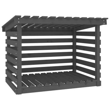 Firewood Rack Grey 108x73x79 cm - Solid Pine Wood Storage