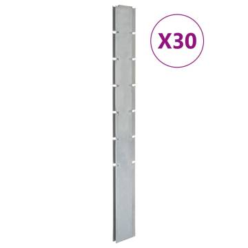 30 pcs Silver Garden Fence Posts - 180 cm Galvanised Steel