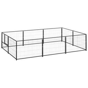 Durable Dog Kennel Black 6 m² Steel - Outdoor Play Paradise