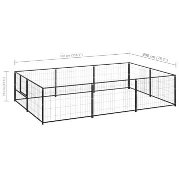 Durable Dog Kennel Black 6 m² Steel - Outdoor Play Paradise