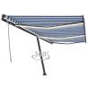 Manual Retractable Awning with LED - 600x300 cm - Blue & White