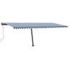 Manual Retractable Awning with LED - 600x300 cm - Blue & White