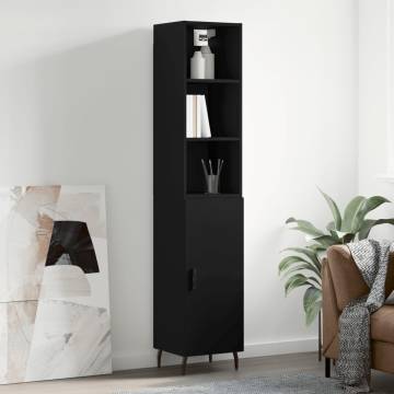 Stylish Highboard Black 34.5x34x180 cm - Engineered Wood