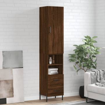 Stylish Highboard Brown Oak - 34.5x34x180 cm | HipoMarket