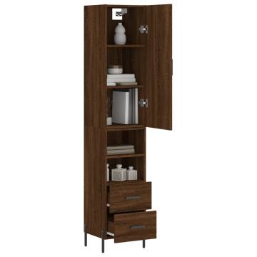 Stylish Highboard Brown Oak - 34.5x34x180 cm | HipoMarket