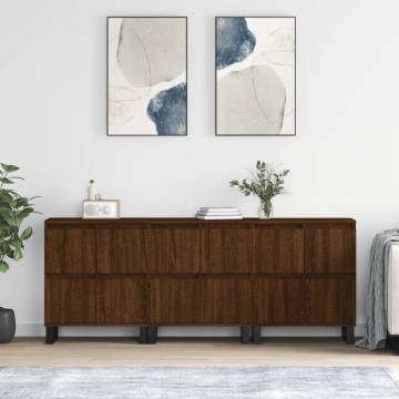 Timeless Brown Oak Sideboards - 3 pcs Engineered Wood