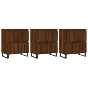 Timeless Brown Oak Sideboards - 3 pcs Engineered Wood