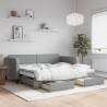 Daybed with Trundle and Drawers Light Grey 90x190 cm Fabric Colour light grey Model with trundle & drawer 