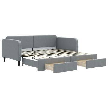 Daybed with Trundle & Drawers - Light Grey 90x190 cm Fabric