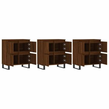 Timeless Brown Oak Sideboards - 3 pcs Engineered Wood