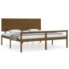 Honey Brown Bed Frame with Headboard | 200x200 cm Solid Wood