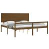 Honey Brown Bed Frame with Headboard | 200x200 cm Solid Wood