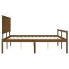 Honey Brown Bed Frame with Headboard | 200x200 cm Solid Wood