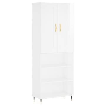 Highboard High Gloss White - Stylish Storage 69.5x34x180 cm