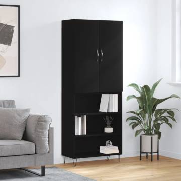 Elegant Highboard Black - 69.5x34x180 cm Engineered Wood