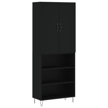 Elegant Highboard Black - 69.5x34x180 cm Engineered Wood