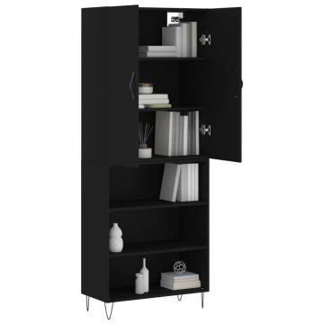 Elegant Highboard Black - 69.5x34x180 cm Engineered Wood