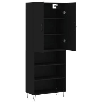 Elegant Highboard Black - 69.5x34x180 cm Engineered Wood