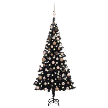 Artificial Pre-lit Christmas Tree Black 120 cm with Ball Set