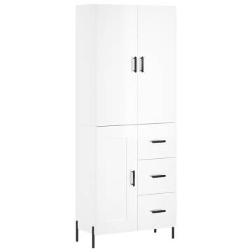 Stylish Highboard High Gloss White - 69.5x34x180 cm