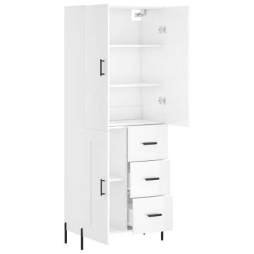 Stylish Highboard High Gloss White - 69.5x34x180 cm