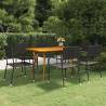 7 Piece Black Garden Dining Set - Outdoor Table & Chairs