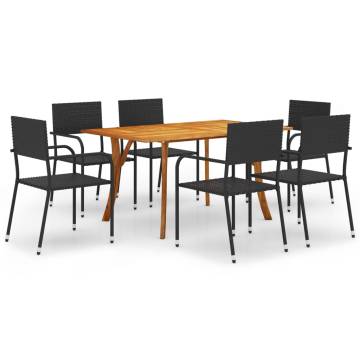 7 Piece Black Garden Dining Set - Outdoor Table & Chairs