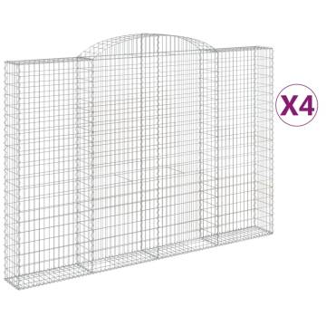 Arched Gabion Baskets 4 pcs - Galvanised Iron Garden Barriers