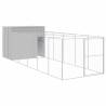 Light Grey Dog House with Run - Galvanised Steel | HipoMarket UK