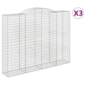 Arched Gabion Baskets - 3 pcs Galvanised Iron | HipoMarket