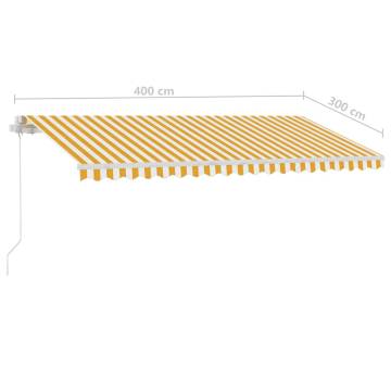 Freestanding Manual Retractable Awning 400x300 cm - Yellow/White