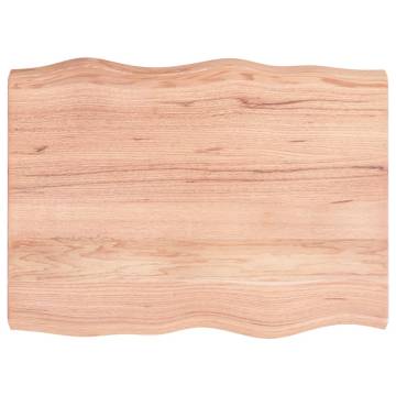 Live Edge Solid Oak Table Top - Light Brown 80x60cm